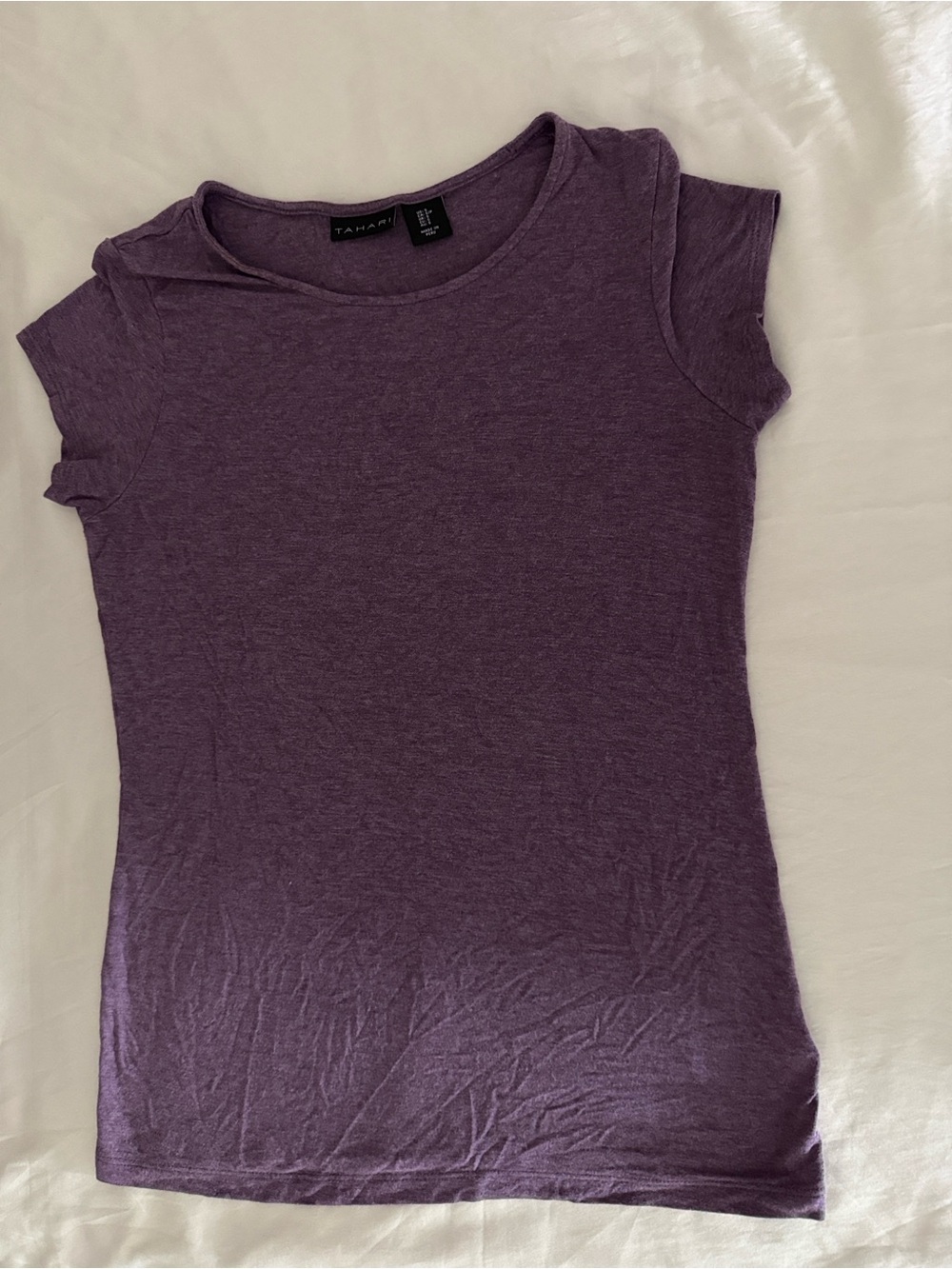 Tahari Purple Short Sleeve Slim Crew Tee